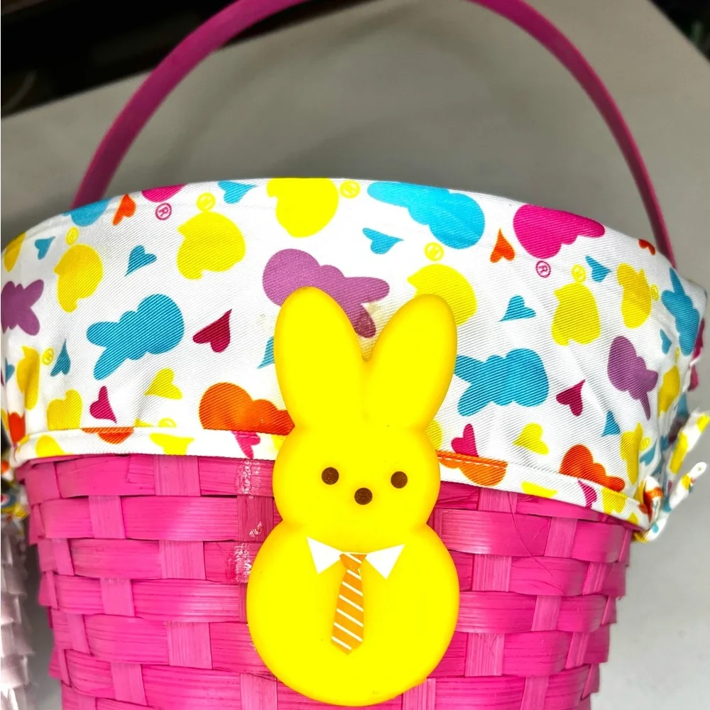 Peeps Easter Bunny Woven Basket - Blue, Pink, White pk 3 X-Large easter decor